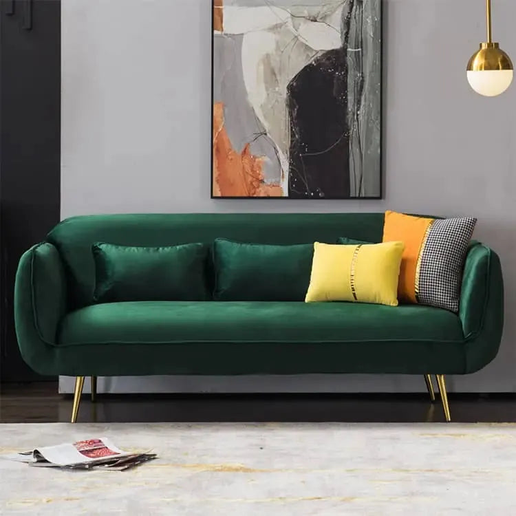 ソファー ダークグリーン イエロー ライトグレー ライトブルー ピンク ベルベット スチール シリコンフィル 天然木 dlo-029