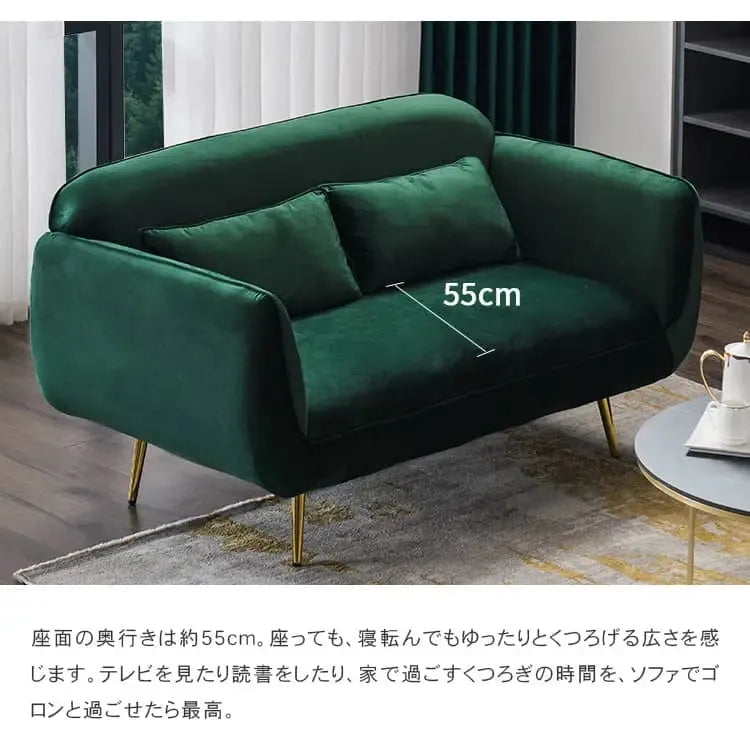 ソファー ダークグリーン イエロー ライトグレー ライトブルー ピンク ベルベット スチール シリコンフィル 天然木 dlo-029