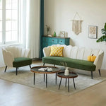 ソファー ベージュ＋ダークグリーン ベージュ ダークグリーン コーデュロイ スチール シリコンフィル 天然木 dlo-030