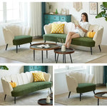 ソファー ベージュ＋ダークグリーン ベージュ ダークグリーン コーデュロイ スチール シリコンフィル 天然木 dlo-030