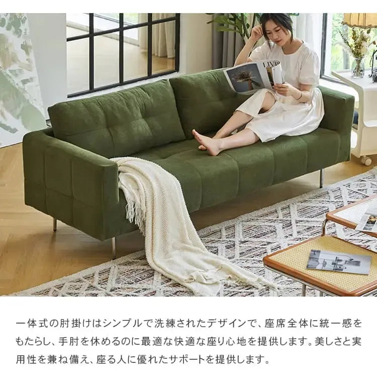 ソファー グリーン イエロー ベージュ ライトグレー ブラウン グレー コーデュロイ スチール シリコンフィル 天然木 dlo-031