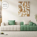 ソファー グリーン ベージュ グレー イエロー オレンジ ベージュ＋グリーン ベージュ＋ベージュ ベージュ＋グレー ベージュ＋イエロー ベルベット パイン材 dlo-045-sofa