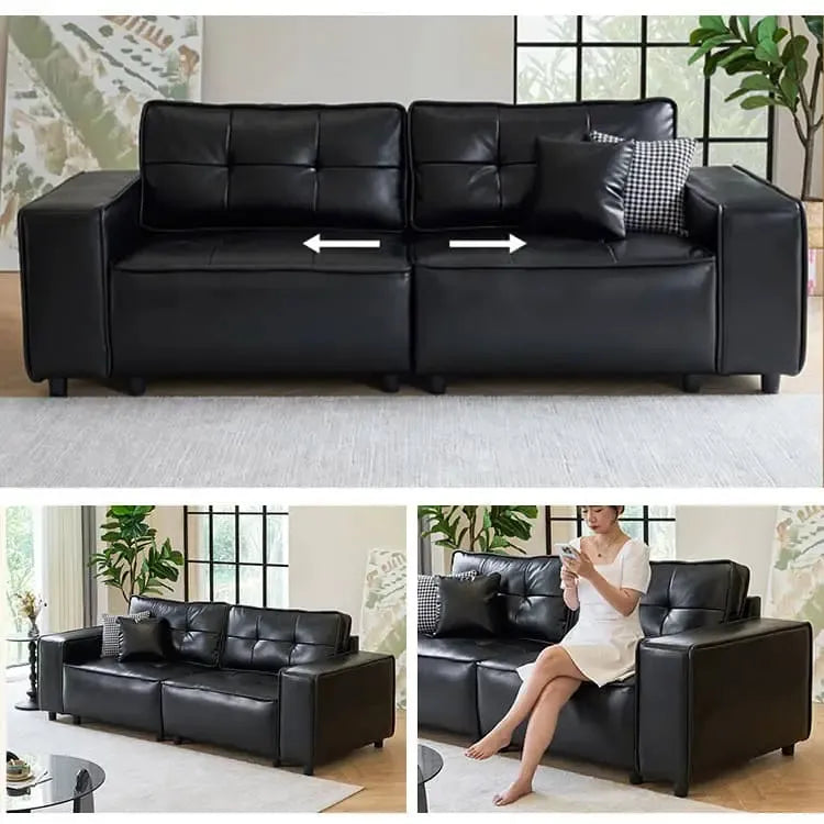 ソファー ブラック 合成皮革 シリコンフィル 天然木 dlo-055