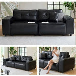 ソファー ブラック 合成皮革 シリコンフィル 天然木 dlo-055