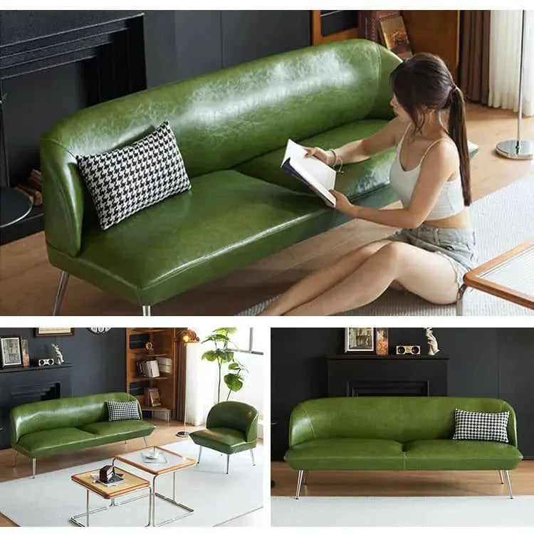 ソファー グリーン オレンジ ブラック 天然木 合成皮革 スチール dlo-059