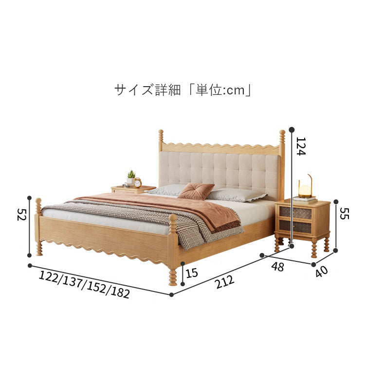 パイン無垢材使用！快適ポリエステル繊維ネル仕上げの高品質ベッド fcf-290