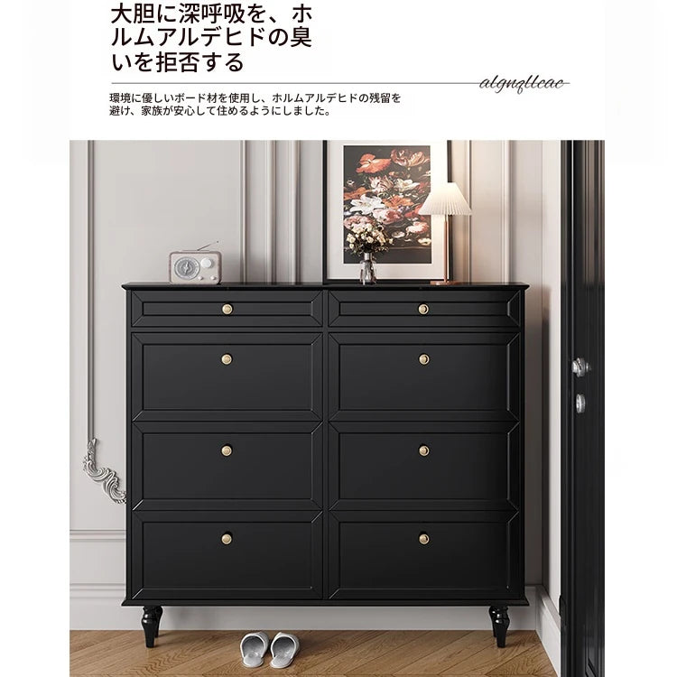 スタイリッシュなブラックキャビネット - 多層板製、収納力抜群でエレガントなデザイン! fcr-4817