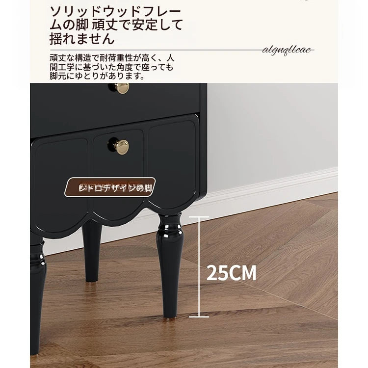 エレガントなブラックナイトテーブル - 多層板製の収納付きおしゃれサイドテーブル fcr-4819