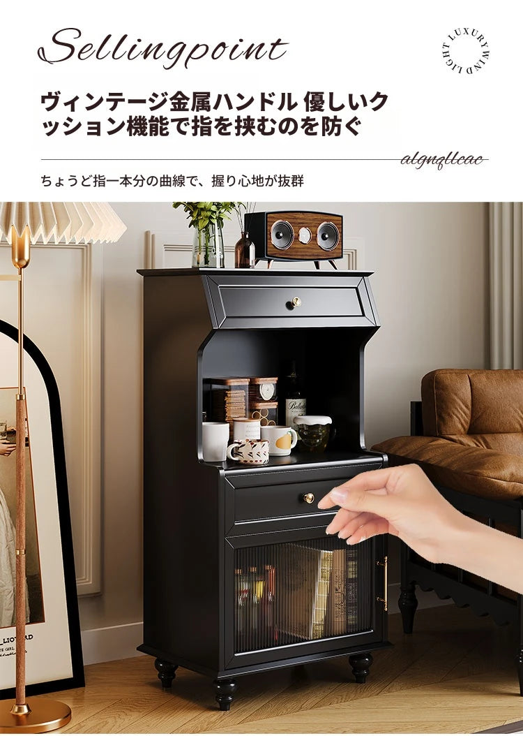 スタイリッシュ多層板キャビネット - こだわりのガラス扉付き収納家具、リビングや寝室に最適！ fcr-4820