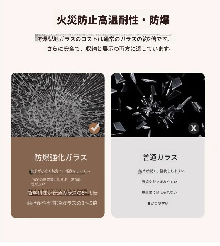 スタイリッシュ多層板キャビネット - こだわりのガラス扉付き収納家具、リビングや寝室に最適！ fcr-4820
