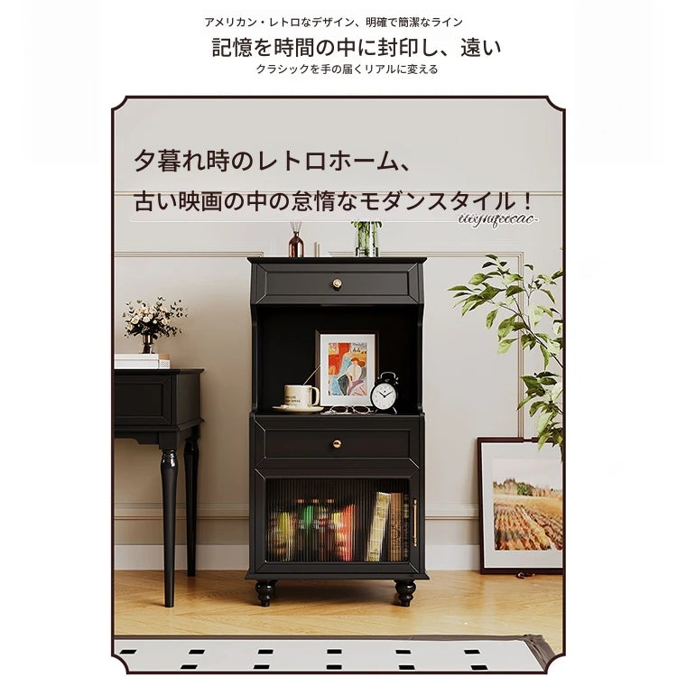 スタイリッシュ多層板キャビネット - こだわりのガラス扉付き収納家具、リビングや寝室に最適！ fcr-4820