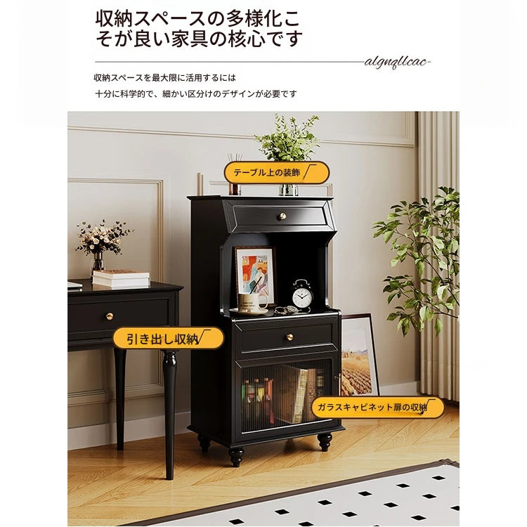 スタイリッシュ多層板キャビネット - こだわりのガラス扉付き収納家具、リビングや寝室に最適！ fcr-4820