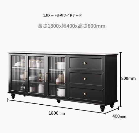 モダンな多層板キャビネット｜ガラス扉とセラミック天板付き｜収納力抜群のデザイン家具 fcr-4826