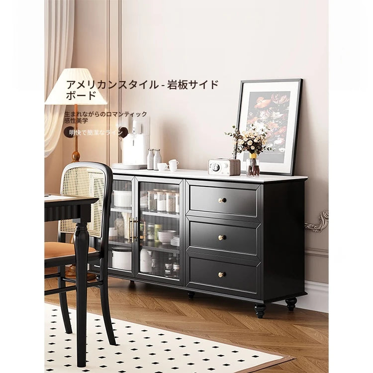 モダンな多層板キャビネット｜ガラス扉とセラミック天板付き｜収納力抜群のデザイン家具 fcr-4826