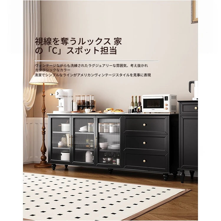 モダンな多層板キャビネット｜ガラス扉とセラミック天板付き｜収納力抜群のデザイン家具 fcr-4826