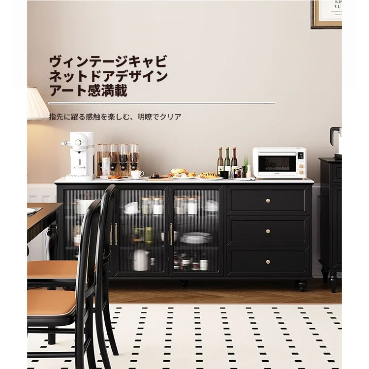 モダンな多層板キャビネット｜ガラス扉とセラミック天板付き｜収納力抜群のデザイン家具 fcr-4826