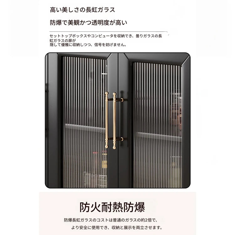 モダンな多層板キャビネット｜ガラス扉とセラミック天板付き｜収納力抜群のデザイン家具 fcr-4826
