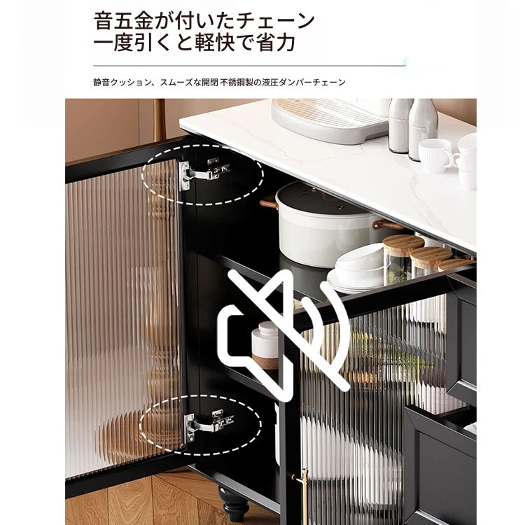 モダンな多層板キャビネット｜ガラス扉とセラミック天板付き｜収納力抜群のデザイン家具 fcr-4826