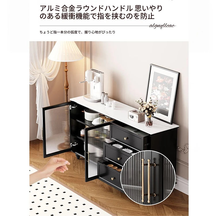 モダンな多層板キャビネット｜ガラス扉とセラミック天板付き｜収納力抜群のデザイン家具 fcr-4826