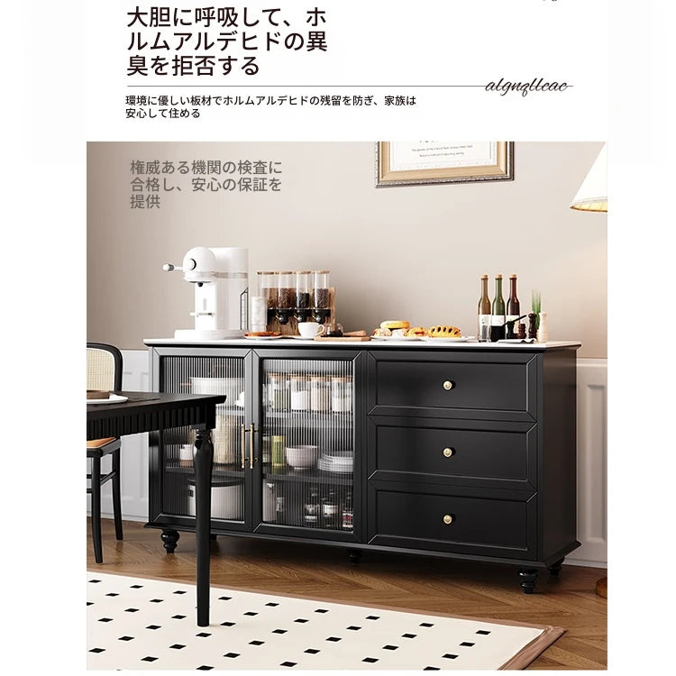 モダンな多層板キャビネット｜ガラス扉とセラミック天板付き｜収納力抜群のデザイン家具 fcr-4826