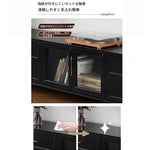オシャレな多層板製テレビ台｜ガラス扉付き収納付きリビング用黒色キャビネット fcr-4828