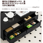 オシャレな多層板製テレビ台｜ガラス扉付き収納付きリビング用黒色キャビネット fcr-4828