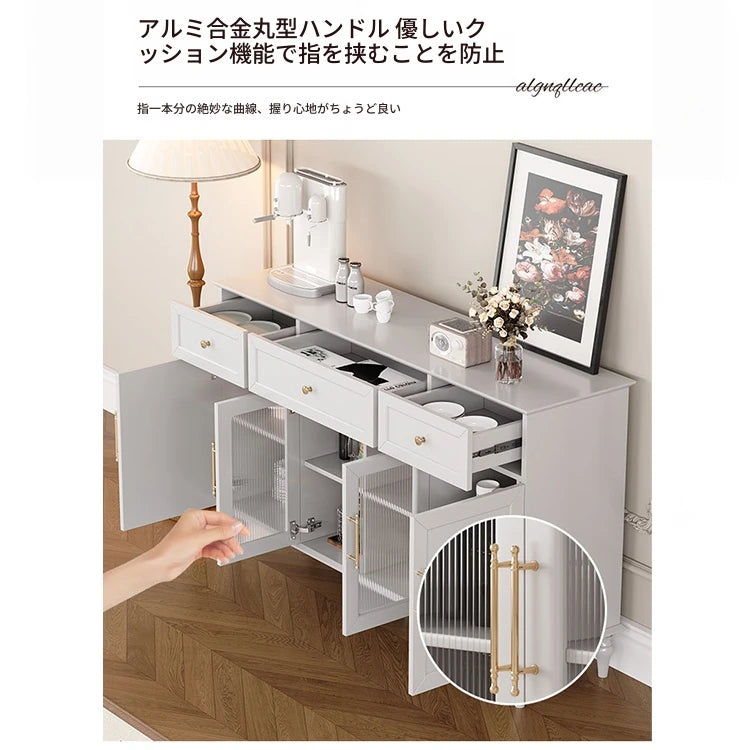 洗練されたデザインのキャビネット – 高品質多層板とガラス製、エレガントな収納家具でリビング空間を華やかに演出。 fcr-4833