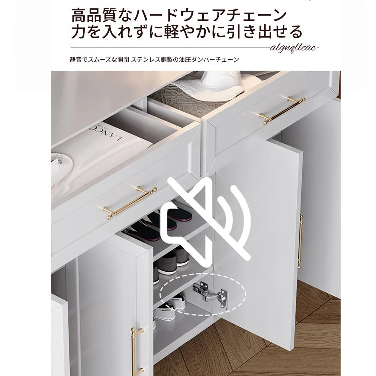 おしゃれなホワイトキャビネット - 多層板製、収納力抜群でシンプルなデザイン、リビングや玄関に最適！ fcr-4841