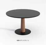 アッシュ材セラミック製のモダンラウンドテーブル｜スタイリッシュで機能的なダイニング家具 fhmj-5036
