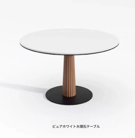 アッシュ材セラミック製のモダンラウンドテーブル｜スタイリッシュで機能的なダイニング家具 fhmj-5036
