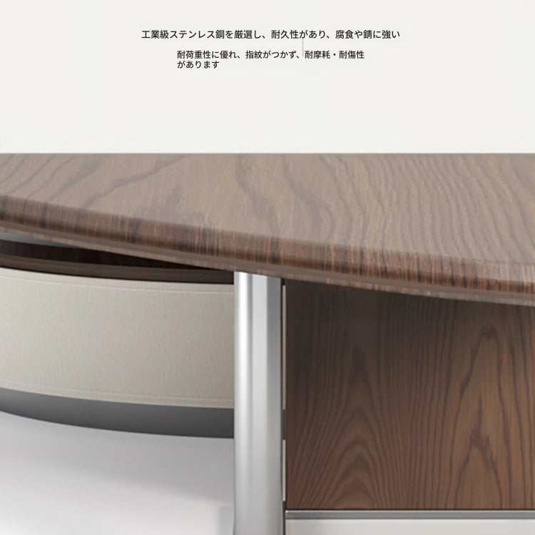 無垢材と合成皮革のスタイリッシュなセンターテーブル | 多層構造で安定感抜群 | モダンリビングにぴったりのインテリアアイテム fhmj-5037