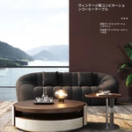 無垢材とステンレスの洗練センターテーブル｜多層板と合成皮革の高品質デザイン fhmj-5039