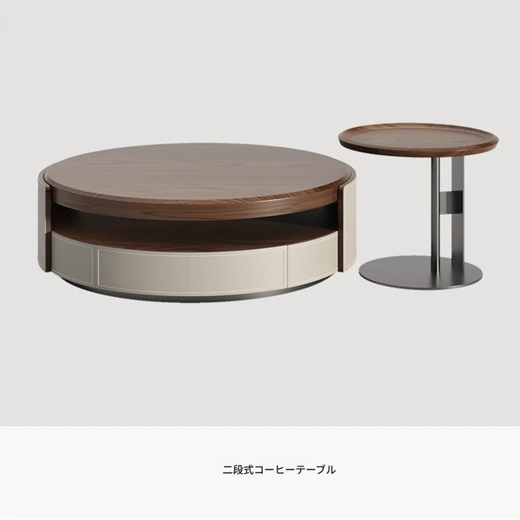 モダンデザインの無垢材センターテーブル | 多層板・合成皮革・ステンレス仕様 | 洗練されたリビング空間を演出 fhmj-5040