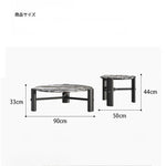 モダンデザインの無垢材ラウンドセンターテーブル | 大理石トップ & ステンレス脚 | リビングルームアイテム fhmj-5044