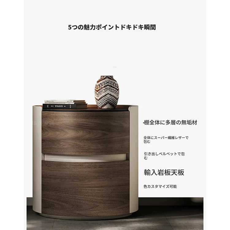 モダンデザイン ナイトテーブル | 多層板・セラミック・PUレザー製 | おしゃれで機能的な収納付きサイドテーブル fhx-4573