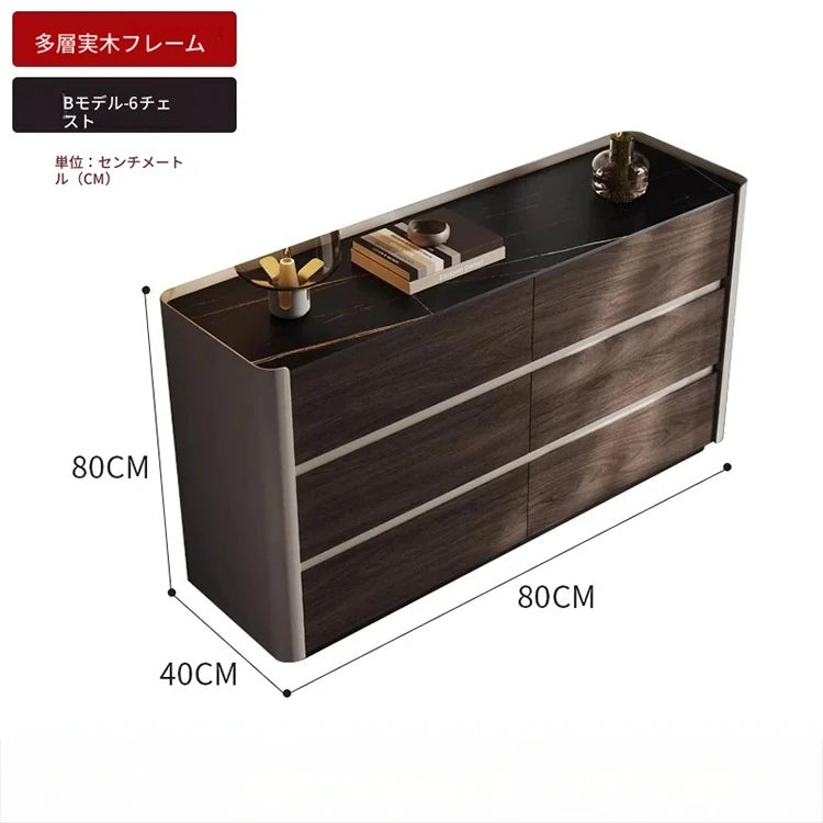 モダンデザイン多層板キャビネット｜セラミック＆PUレザー仕上げ｜収納力抜群のインテリア家具 fhx-4578