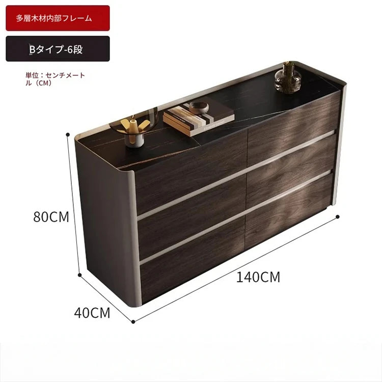 モダンデザイン多層板キャビネット｜セラミック＆PUレザー仕上げ｜収納力抜群のインテリア家具 fhx-4578