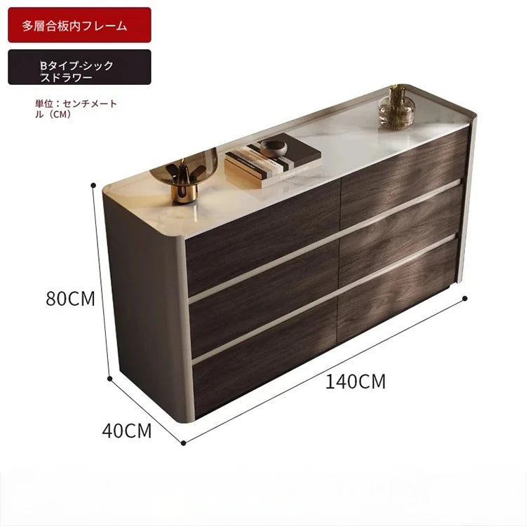 モダンデザイン多層板キャビネット｜セラミック＆PUレザー仕上げ｜収納力抜群のインテリア家具 fhx-4578