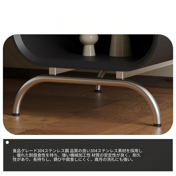 おしゃれなナイトテーブル｜パイン材×ステンレス製｜モダンデザインでベッドルームを彩る fjd-4727