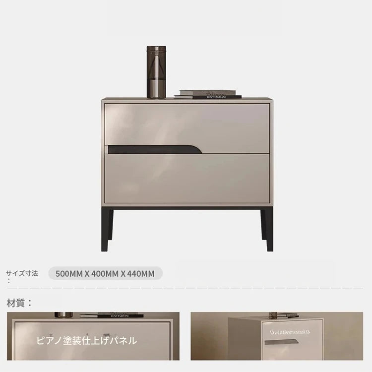 無垢材を使用したシンプルモダンなナイトテーブル - 収納力抜群で美しいデザインのベッドサイドテーブル fjd-4730