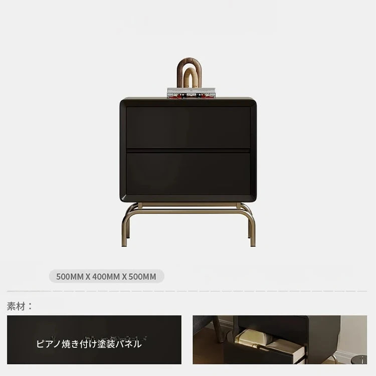 無垢材とステンレスのモダンナイトテーブル - シンプルでスタイリッシュなデザイン収納付き！ fjd-4737
