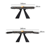 ダイニングテーブル おしゃれ セラミック 伸縮 ブラック 炭素鋼脚 140×80 160×80 180×90 140×90 160×90cm 4人用 6人用 モダン 長方形 食卓 fjx-2669