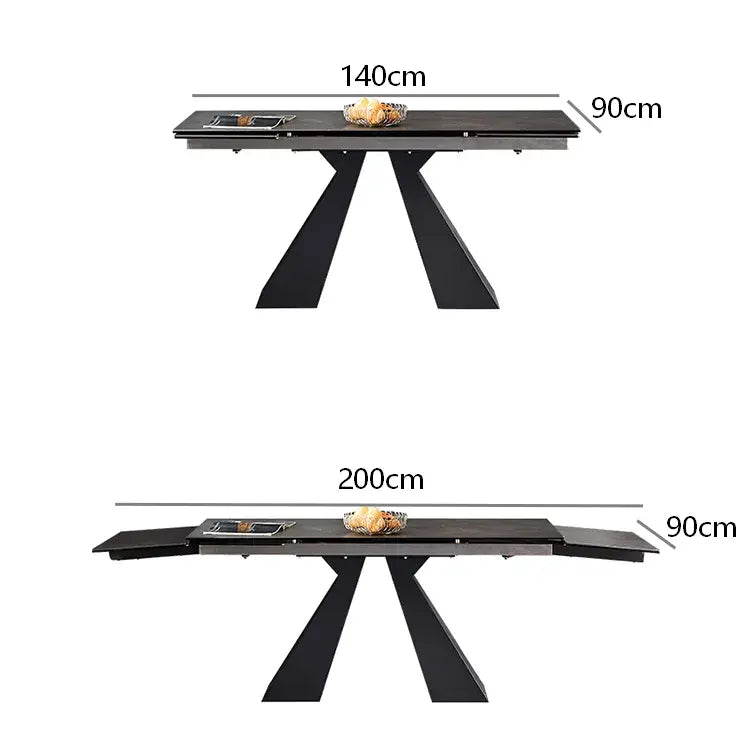 ダイニングテーブル おしゃれ セラミック 伸縮 ブラック 炭素鋼脚 140×80 160×80 180×90 140×90 160×90cm 4人用 6人用 モダン 長方形 食卓 fjx-2669