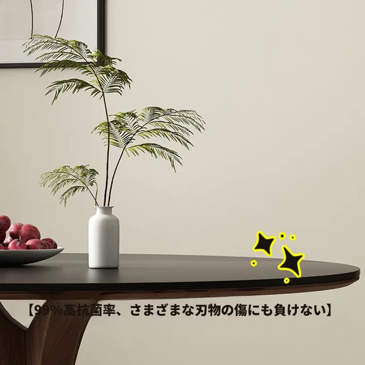 テーブル ホワイト ブラック カラー1 セラミック 無垢材 多層板 fmc-3759