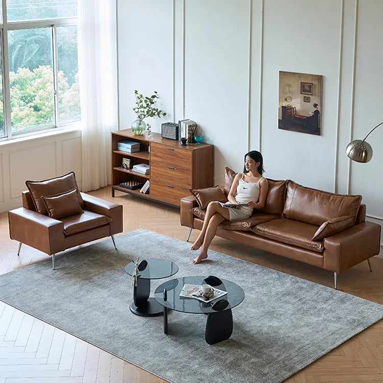 ソファー ブラウン カラー1 無垢材 シリコンフィル ステンレス 合皮 fmdgz-3726