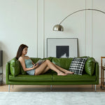 ソファー グリーン ライトブラウン 無垢材 シリコンフィル 合皮 fmdgz-3728