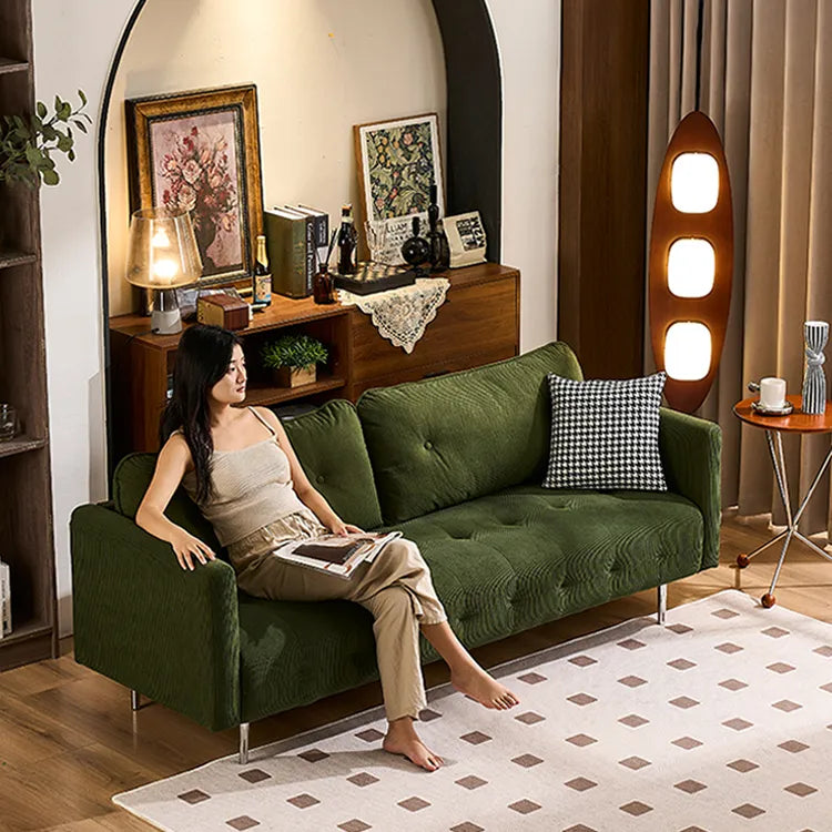 ソファー グリーン ライトブラウン ベージュ イエロー 無垢材 シリコンフィル コーデュロイ fmdgz-3740