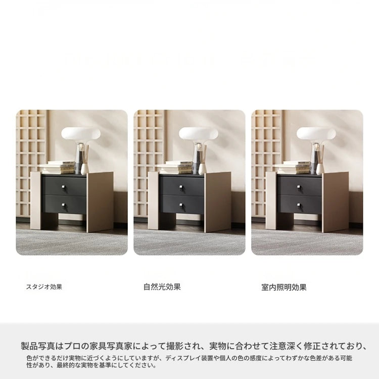 シンプルでスタイリッシュなオーク多層板ナイトテーブル - PUレザー引き出し付き、モダンなインテリアに最適！ fmfd-5057