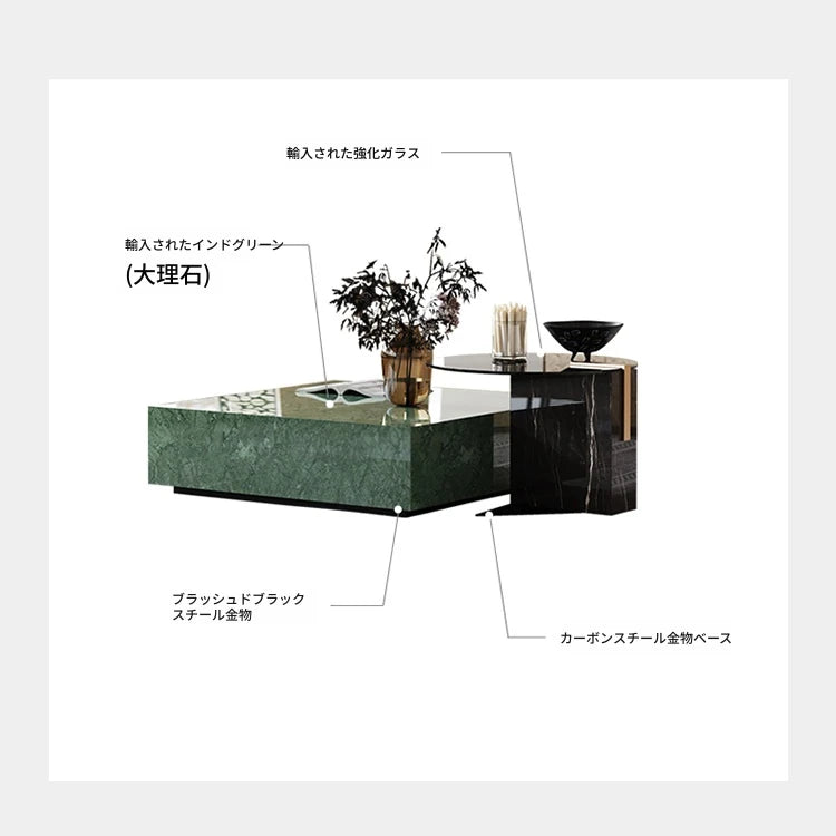 センターテーブル 大理石と強化ガラス製 モダンインテリアのアクセントに最適！ fmfd-5058