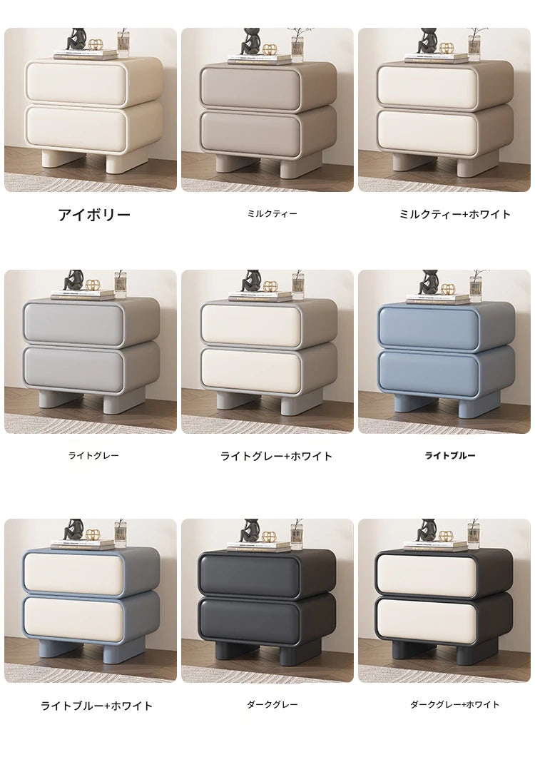 モダンパイン製ナイトテーブル - PUレザー仕上げ、スタイリッシュな収納オプション fmxjs-5343